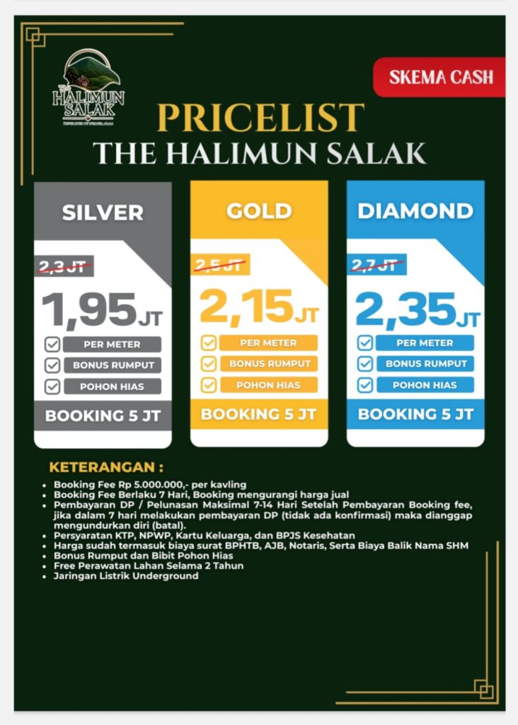 pricelist halimun salak